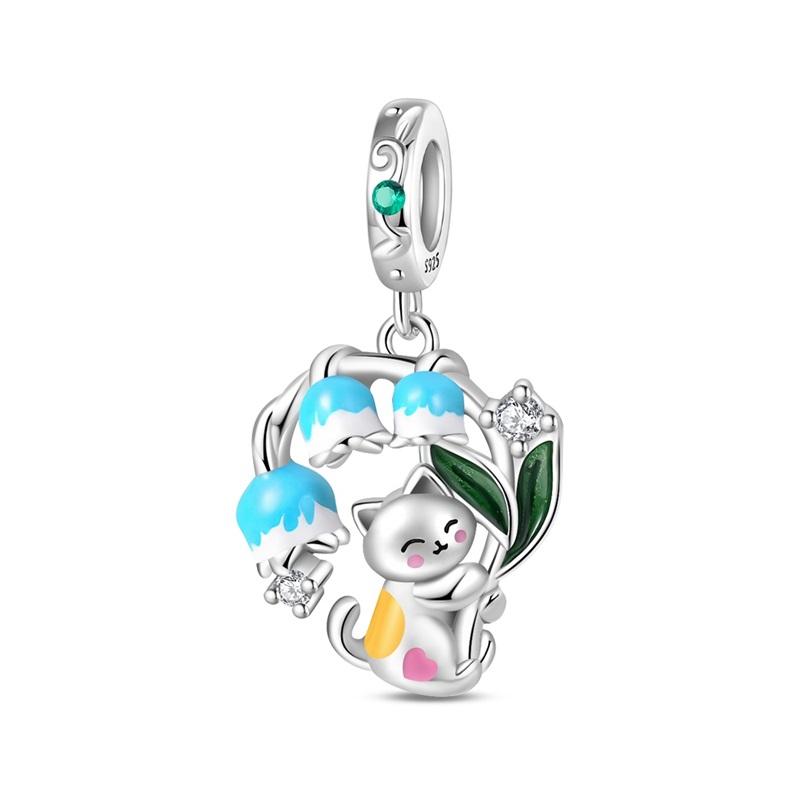 925 Silver Secret Garden Flower Butterfly Charms Pendant For Women Fit Bracelet DIY Birthday Jewelry Gift