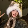 Winter Warm Soft Cute Garfield Milk Whirring Plush Hat Women Cold Show Face Small Ear Protection Tide