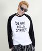 Deumakeu Text Raglan Color Block Long Sleeve T-Shirt Black & White