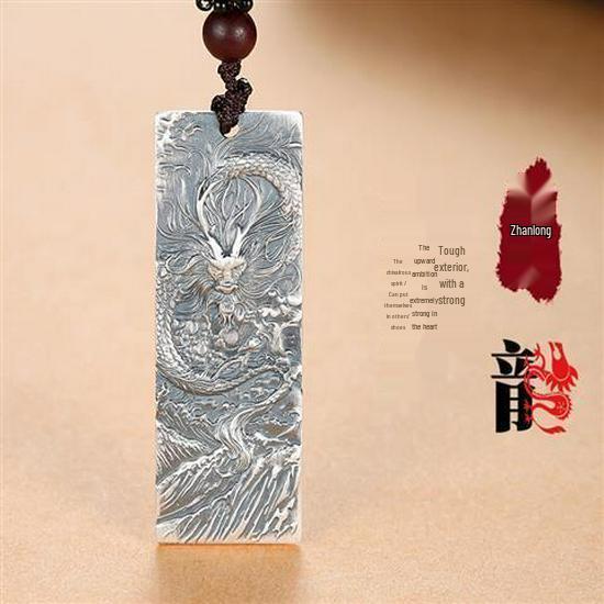 999 Sterling Silver Antique Bagua Zodiac Ox Pendant Necklace for Men, Women, Couples