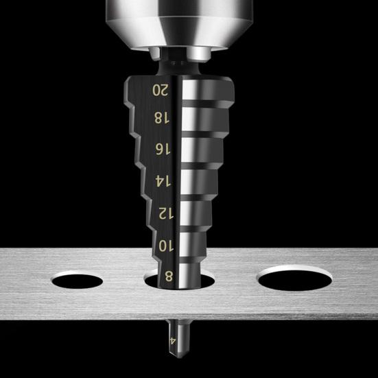 3Pcs Step Drill Bit Sharp High Hardness High-Speed Steel Hex Shank Straight Groove Step Drill Bit Home Supply