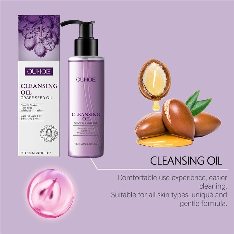 Grape Seed Cleansing Oil Makeup Remover Deep Purifying Clean Pores Oil Control Not Irritaing Moisturizing Facial Cleansing Oils