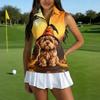 Women's Sleeveless Golf Shirt with Zipper Collar Halloween Print Sports Vest for Casual Wear