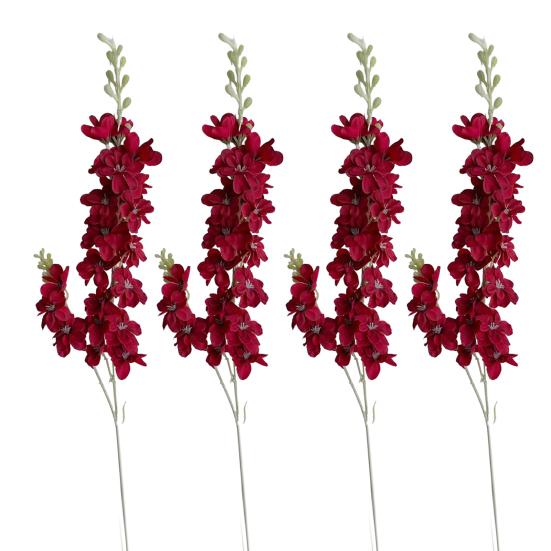 4 Pcs Artificial Delphinium Flower for Vase Filler 33.46 Inch Long Stem Fake Larkspur Flower Faux Silk Bouquet for Wedding Home Decor Floral