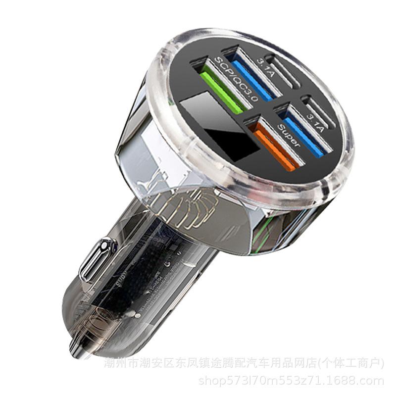 

200 Вт 6 портов автомобильное зарядное устройство быстрая зарядка PD QC3.0 USB C автомобильное зарядное устройство для телефона адаптер типа C в машину для iPhone Samsung Huawei Xiaomi