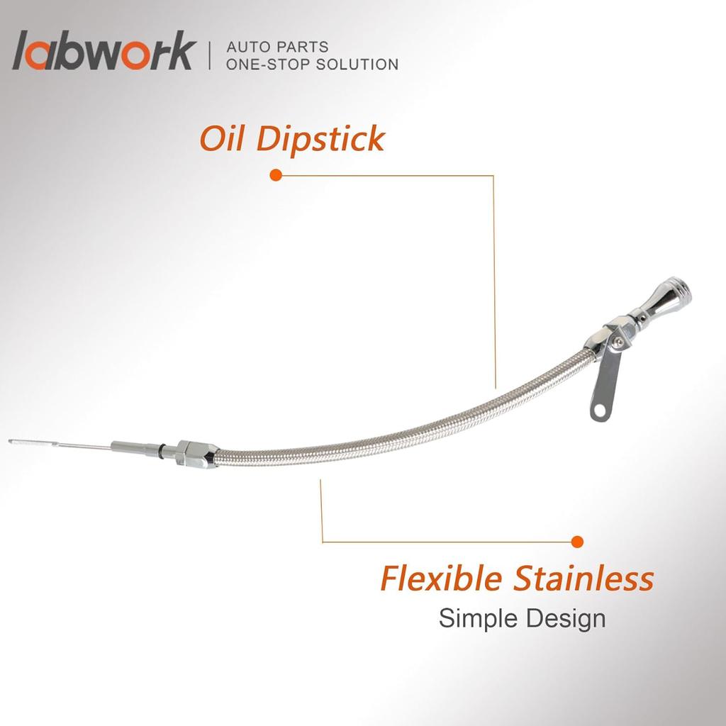 Labwork Flexible Stainless Oil Dipstick Replacement For LSX LS1 LS2 LS6 4.8L 5.7L 6.0L 6.2L Engines