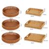1Pcs Round Rectangular Shape Storage Tray Breakfast Bread Food Plastic Rattan Threads Basket