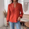 2026 Europe Autumn/Winter V-neck Lace Solid Color Long Sleeve Casual Women's Top