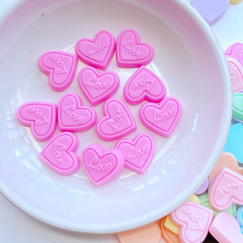 20 Stück Neue Niedliche Mini Herz Harz Flatback Cabochon Scrapbook Kawaii Verzierungen Zubehör