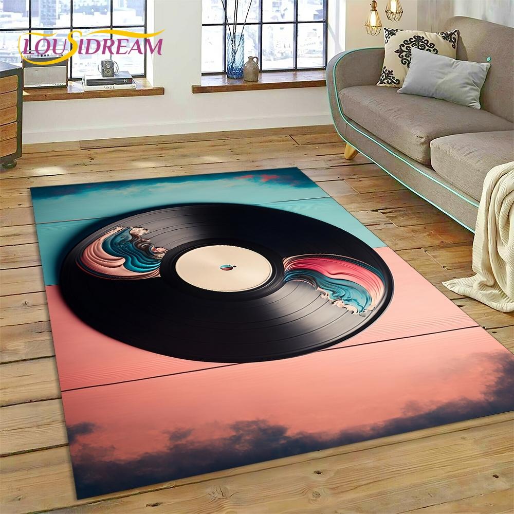 Płyta winylowa Muzyka DJ Ekran taśma Dywanik Dywan do Salonu Sypialni Dekoracja Domu, Mata Podłogowa Antypoślizgowa Dekoracja na Sofę Wycieraczka