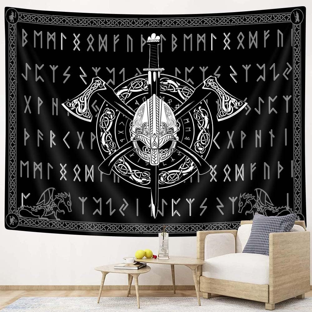 Tapestry head of an Old Norse Viking warrior 75x100