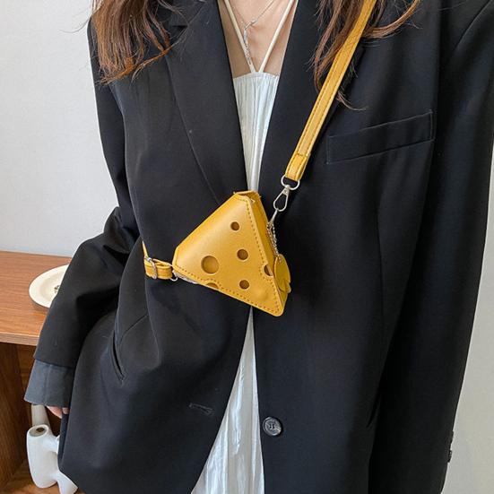 Bolso Bandolera de Bloque de Queso Lindo Triángulo Cuadrado Cartera de Queso Bolso Pequeño Bandolera con Correa Ajustable para Monedas Llaves Pintalabios