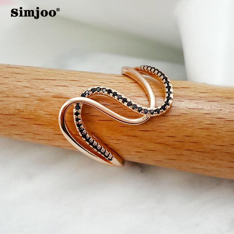 SIMJOO Stylish Zircon Ladies Personality Irregular Shaped Ring