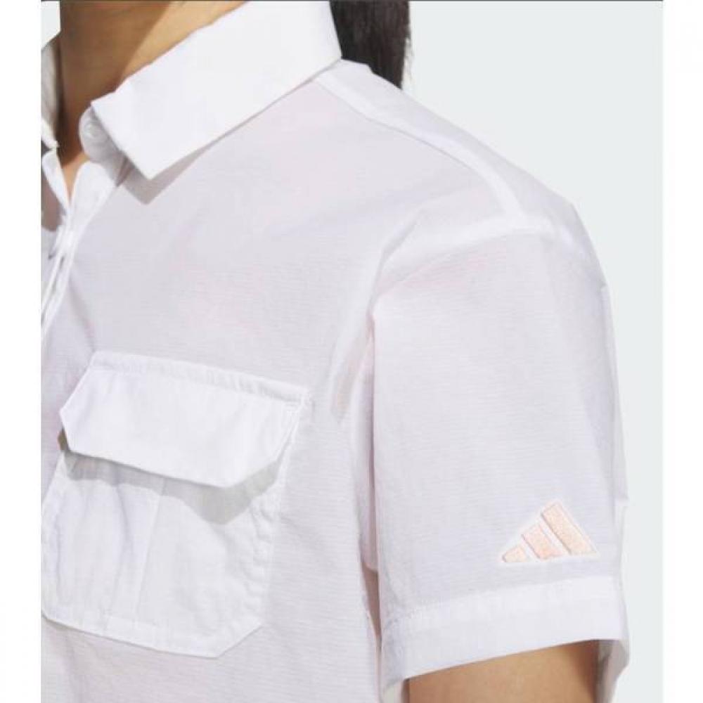 AdidaS Golf Women S Woven Short Sleeve Polo Shirt Jf4569