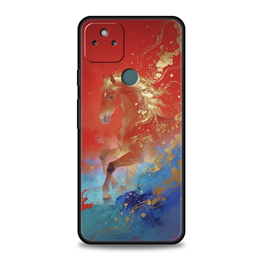 Phone Case Cover for Google Pixel 10 9 8 7 6 7A 6A Pro Shockproof Soft TPU 10 9 Pro XL Shell Capas Fundas Cartoon New Year Horse