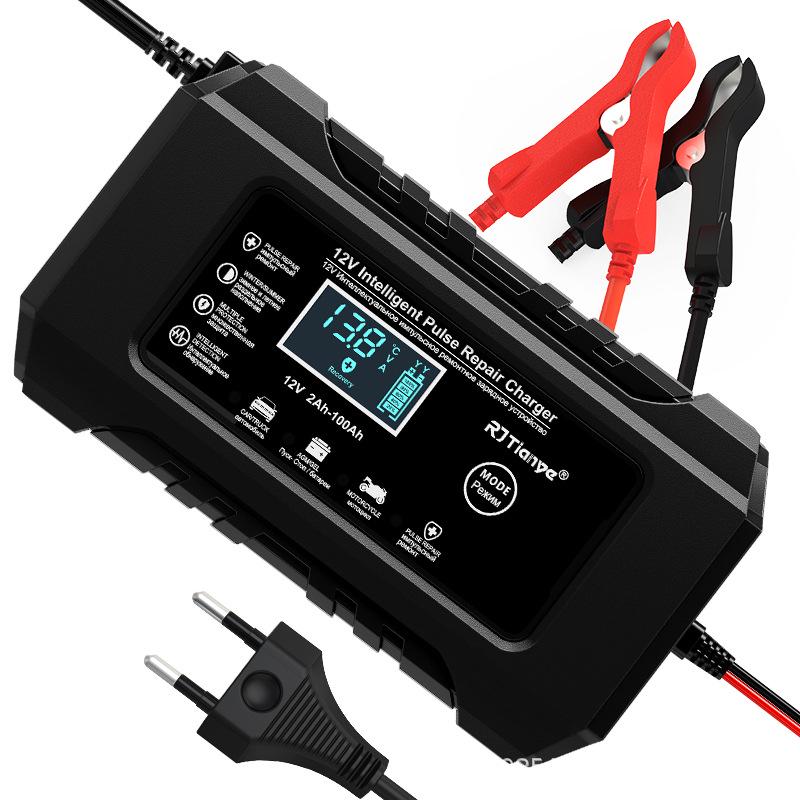 12V Smart Pulse Repair Lead-Acid Battery Charger for Motorcycles and Cars