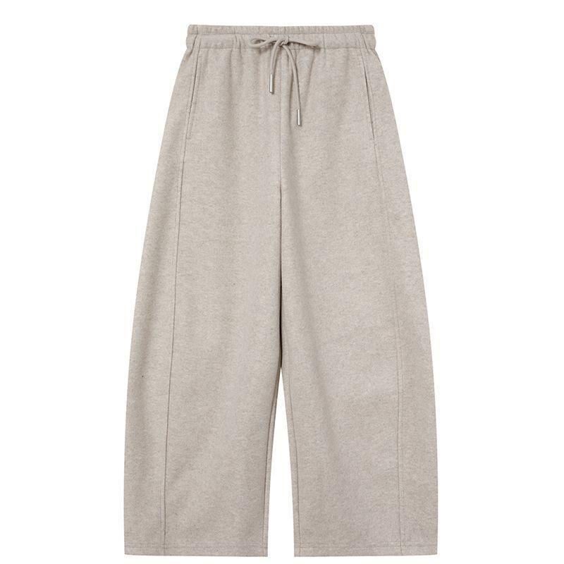 

High-Waisted Wool Wide-Leg Cropped Trousers - Slimming, Cozy Bootcut for Women (Autumn/Winter) M (for 99-114 kg)