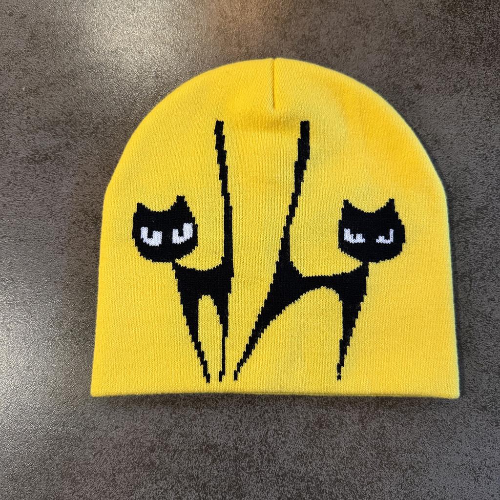 Уличная городская вязаная шапка с защитой ушей, дизайн с вышивкой лисы для повседневной носки