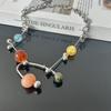 Punk Aesthetic Bead Chain Necklace Colorful Clavicle Chain Fashion Collarbone Necklace  Women