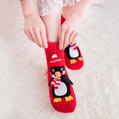 1 Pair Winter Socks 3D Cartoon Animal Socks Knitted Anti-slip Mid-tube Thickened