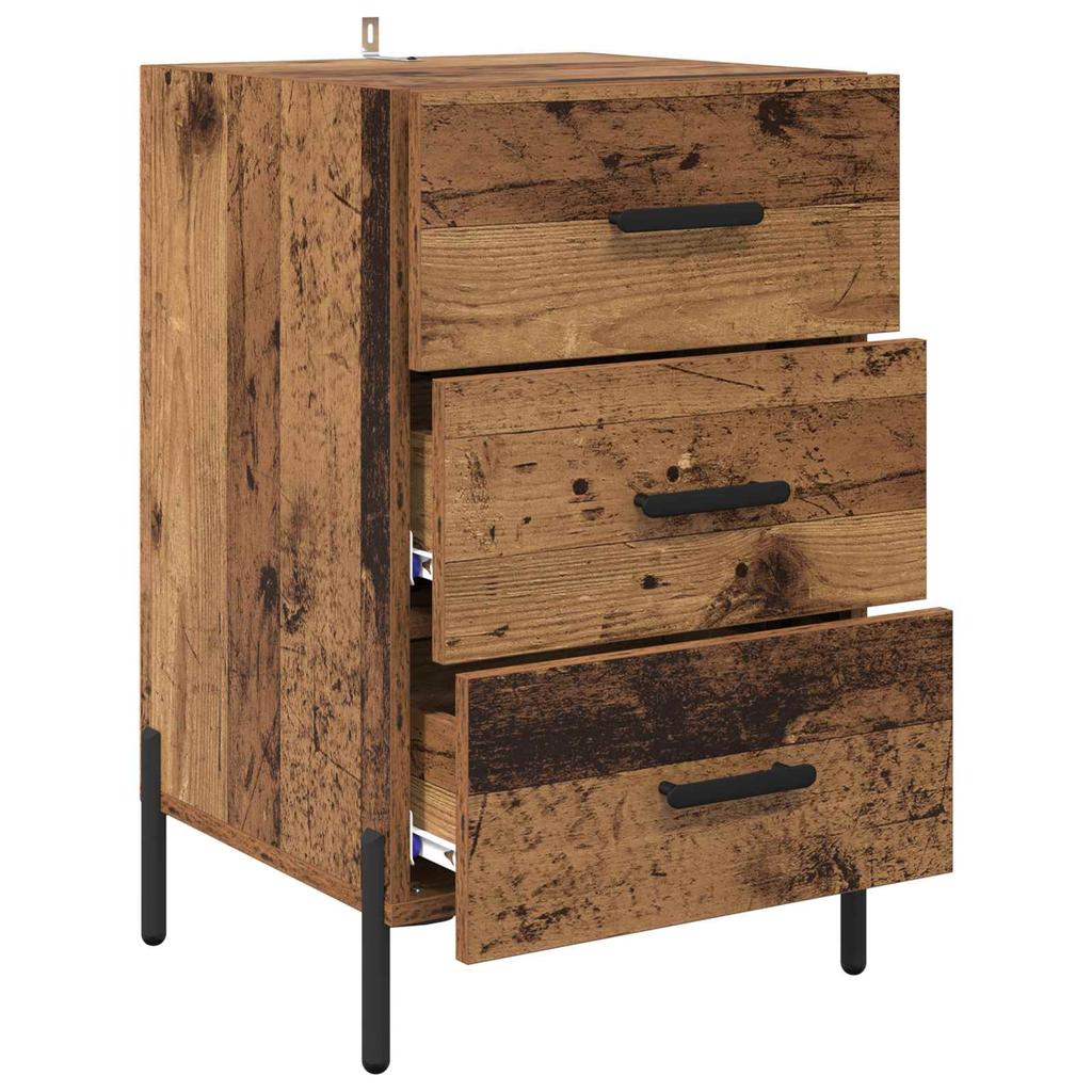Nightstand with Drawers Reclaimed Wood Look 40 x 40 x 66 cm Engineered Wood