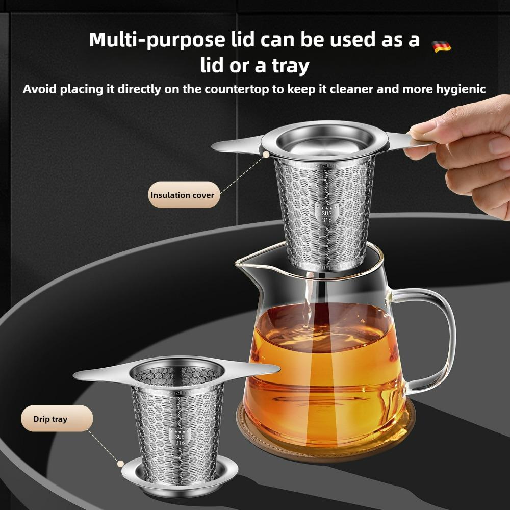 316 Stainless Steel Tea Strainer Double Ear Tea Filter Infuser Funnel for Loose Leaf Tea Brewing and Cup Strainer