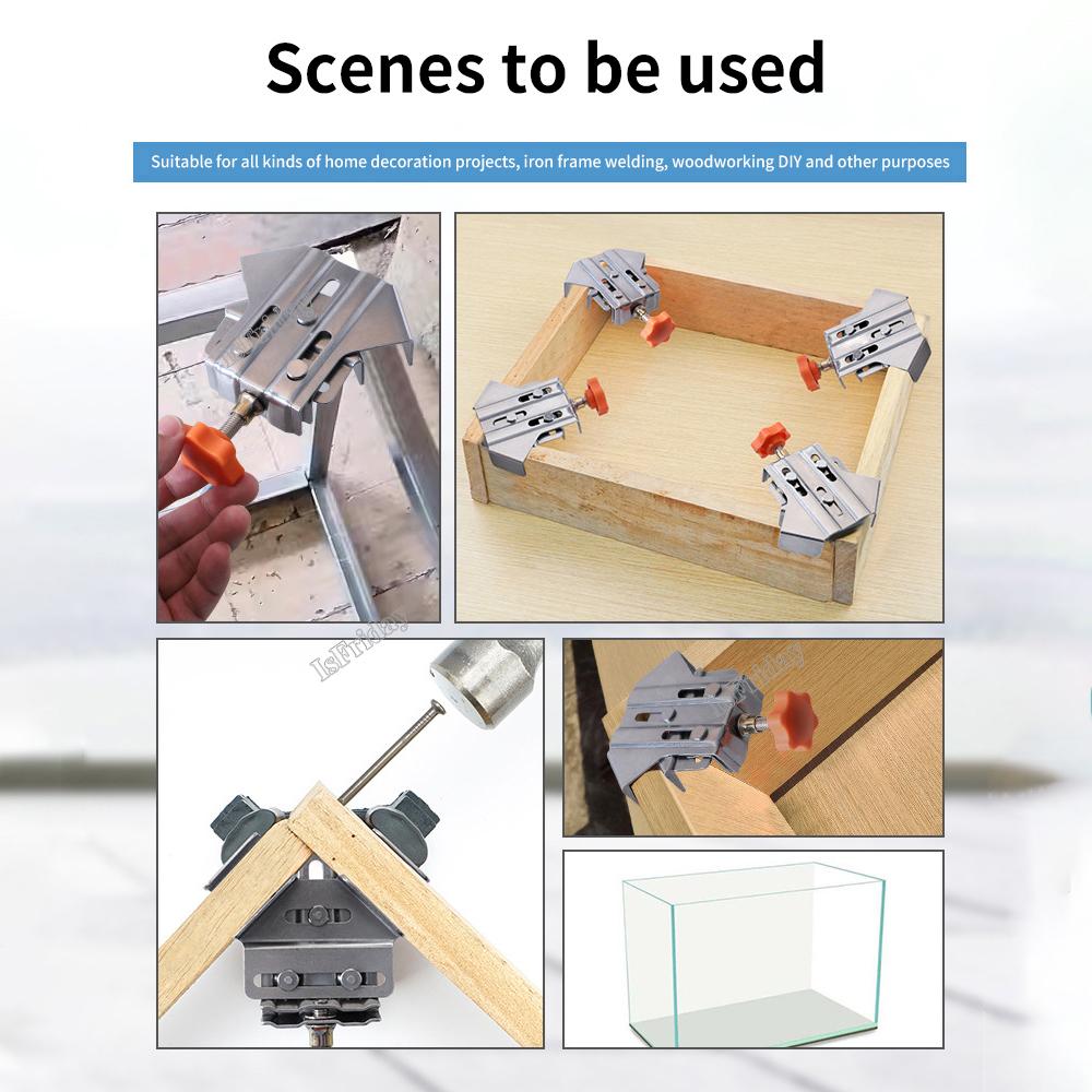90 Degree Right Angle Clamp 2/4PCS Stainless Steel Carpenter Splicing Quick Clamp Locator Fixed Frame Clamp Woodworking Tools
