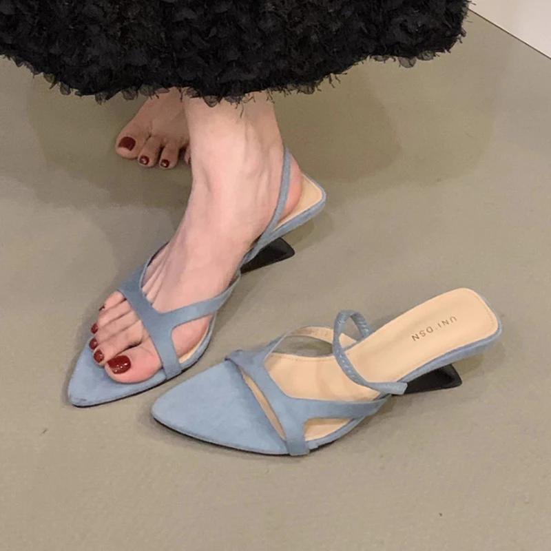 Elegant Mid Heels Women's Sandals Fashion Designer Women Shoes 2025 Sexy Summer Slippers Pumps Party Dress Sandalias De Mujer