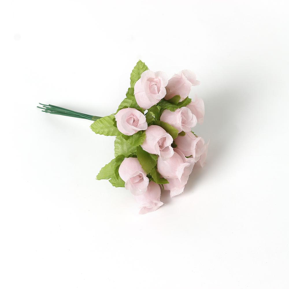 12PCs/lot Mini Artificial Rose Flowers Bouquet Silk Fake Flowers For Home Decor Wedding Decoration Craft Wreath Gift Accessories