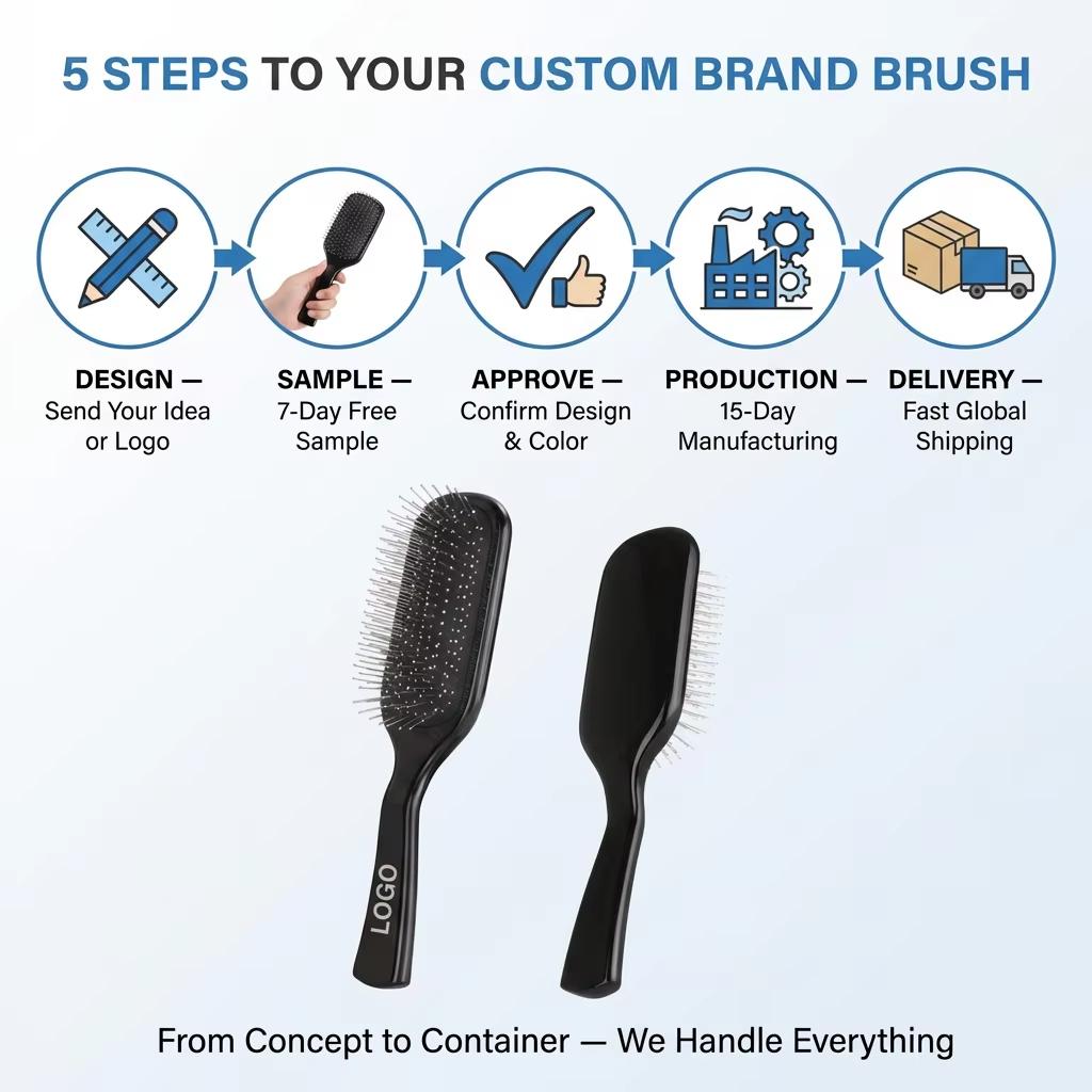 OEM Steel Pin Air Cushion Hairbrush Frizz Control and Styling Custom Hairbrush for Scalp Massage Detangling Hair Grooming