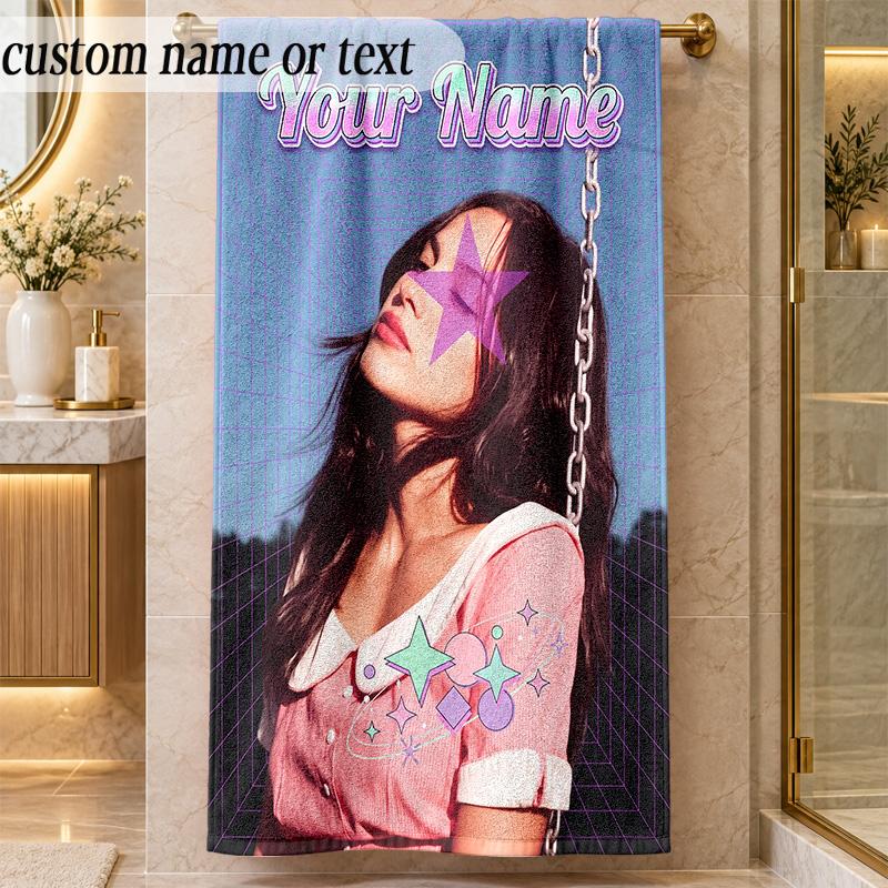 Beach TowelOlivia Rodrigo Custom Name Text Personalized Soft Towel for Beach Pool Indoor Home Decor Gift