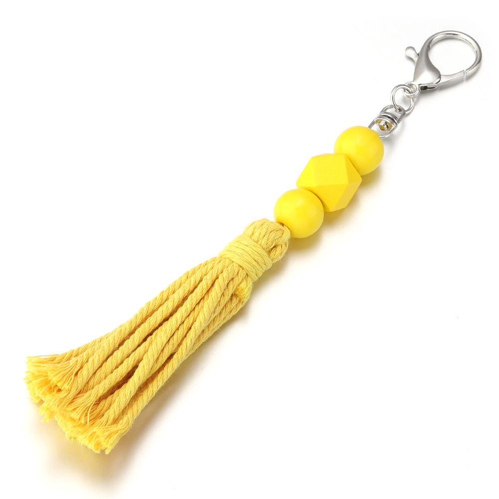 1Pcs 20cm Multicolor Handwoven Tassel Keychain Charm Acrylic Beads Key Chain For DIY Men Women Handbag Accessories Jewelry Gifts
