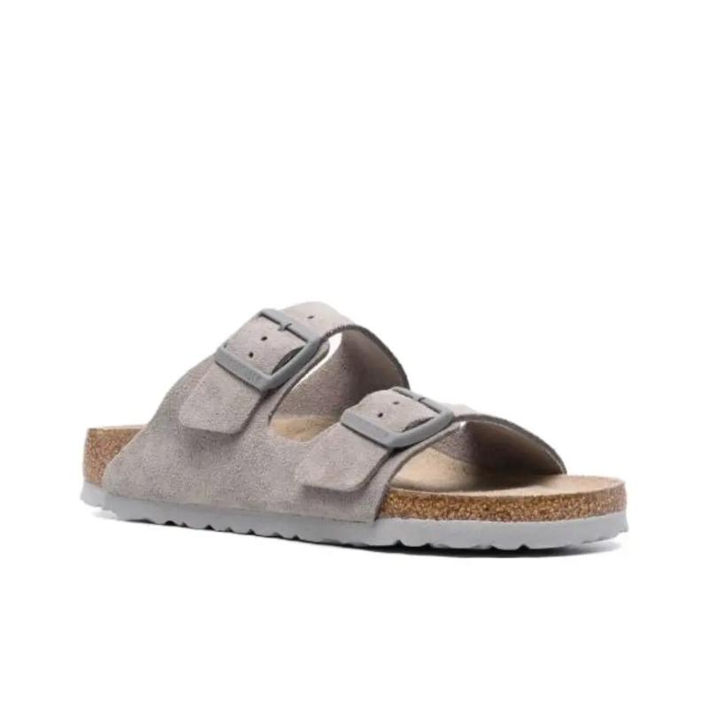 Birkenstock Arizona Unisex Nubuck Leather Casual Stylish Sandals Grey 1020557 40