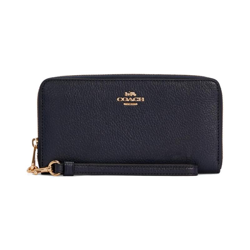 COACH Zip Around 19 Leather Wallet Women s Midnight Blue синий