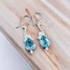 Natural Sky Blue Topaz Gemstone 925 Solid Silver Jewelry Handmade Earrings 2.10" EE-37-2
