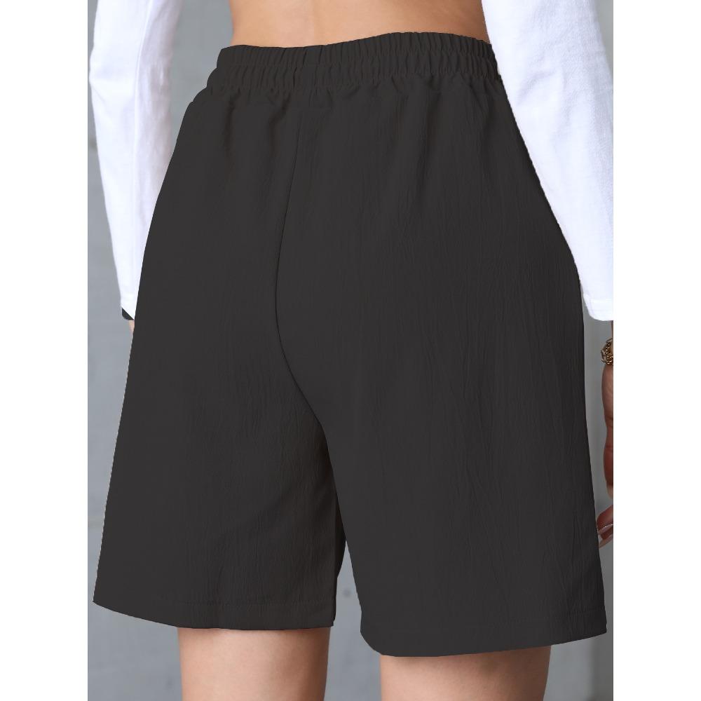 Trendy Women's Casual Drawstring Elastic Waist Relaxed Straight Leg Shorts, Lightweight Breathable Summer Shorts for Daily Wear & Outings shorts