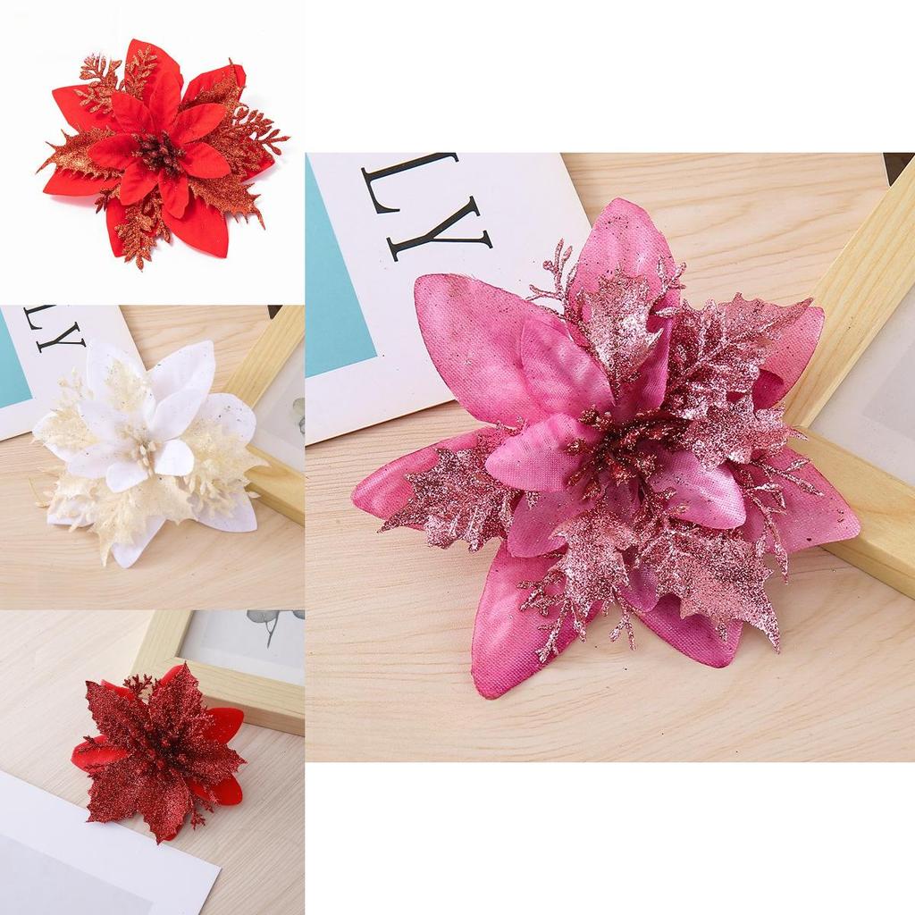 Christmas Floral Decorations With Plastic And Fabric Materials For Festive Tree Accents