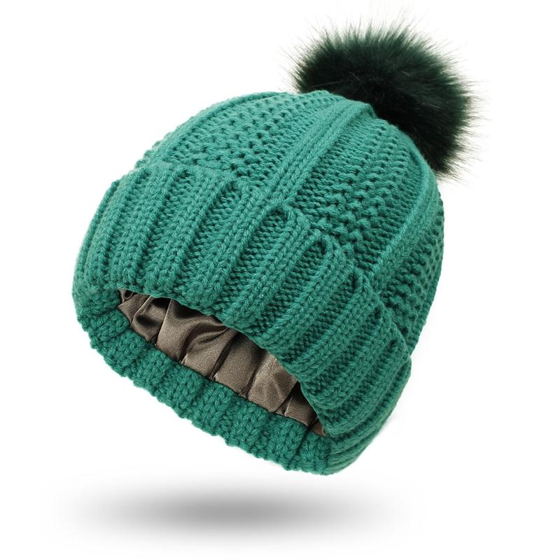 Casual Knitted Hat Fashion for w/ pompom Thick Solid Color Warm Hat Fall Winter