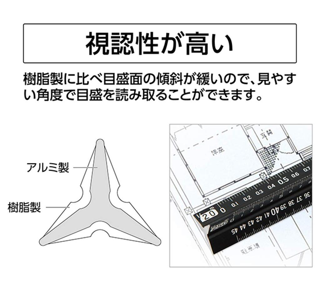 Shinwa Sokutei Aluminum Triangular Scale 15cm for 74977 B-15 Architects, Black,