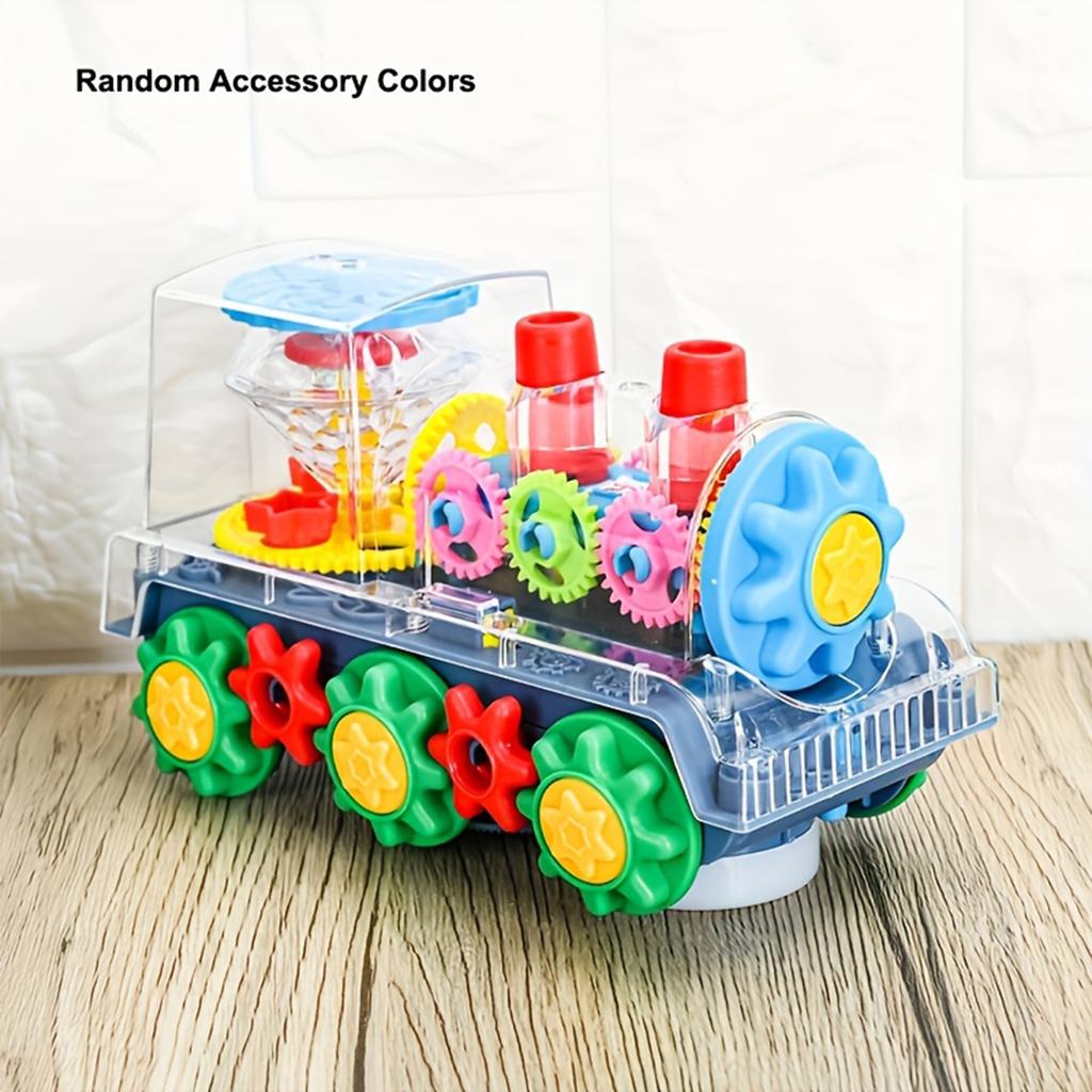 Transparent Small Train Gear Linkage Light Music Toy