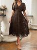 Spring/summer Women's Short-sleeved V-neck High-waisted Vintage Elegant Dress