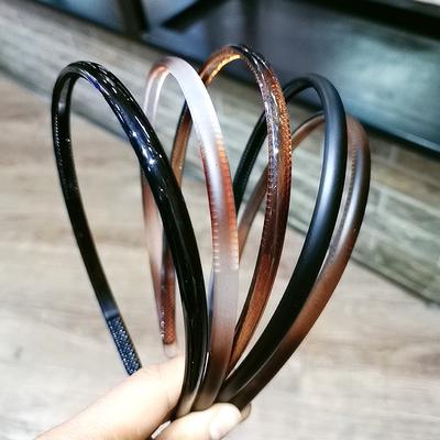 Women Classic Black Brown Plastic Headbands Thin Plain Matt Bright Color Hairbands Non-slip Hair Hoop For Daily Wear