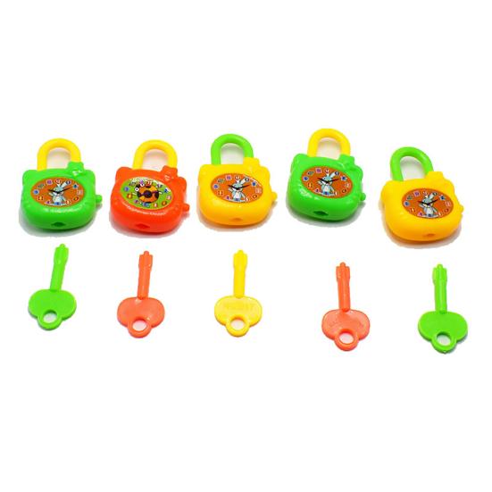 5Pcs/Set Mini Colorful Plastic Lock with Key Children Educational Toys Gift