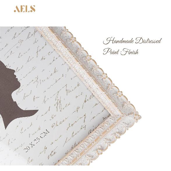 AELS 8x10 Inch Vintage Picture Frame, Elegant Antique Photo Frames with Glass Front, Photo Display, Tabletop Wall Hanging, Gift Ideas, White and Pink