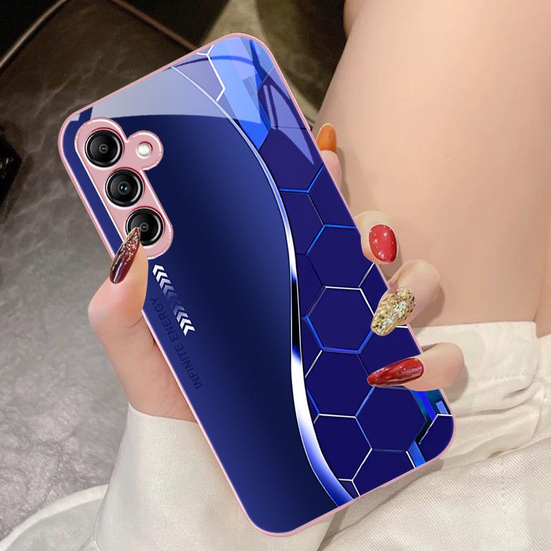 Flowing Light Honeycomb For Samsung Galaxy A14 4G 20 30 52 20S 21S 22 A32 33 34 42 50 51 53 54 70 71 72 73 5G Glass Phone Case