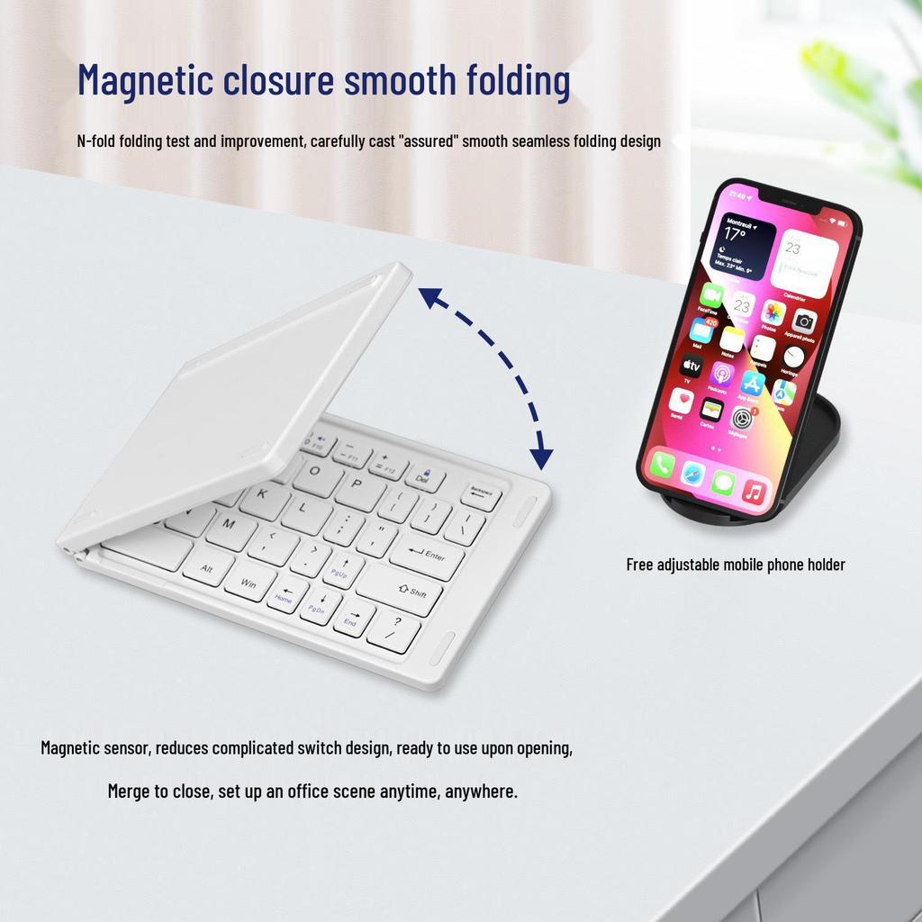 Dual-Fold Wireless Bluetooth Keyboard for Phones, Tablets, Laptops - Premium Business Portable Keyboard