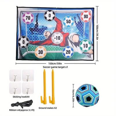 Soccer Target Game Mat with Soft Ball Kids Football Training Toy Indoor Outdoor Game Gift