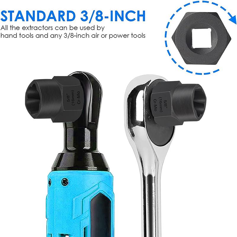 10PCS Bolt Extractor Set Drill Bit Set 3/8" Drive Impact Stripped for Removing Damaged Broken Rounded Off Bolt & Nut Remover Set