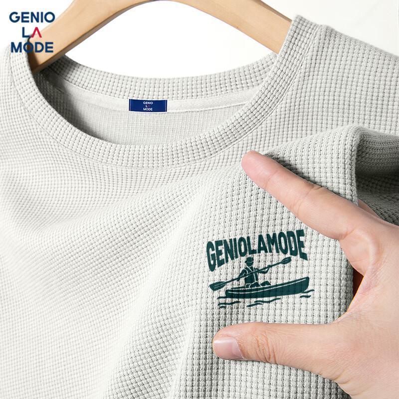 GENIOLAMODE Men s Heavyweight Waffle Knit Short-Sleeve T-Shirt 2XL
