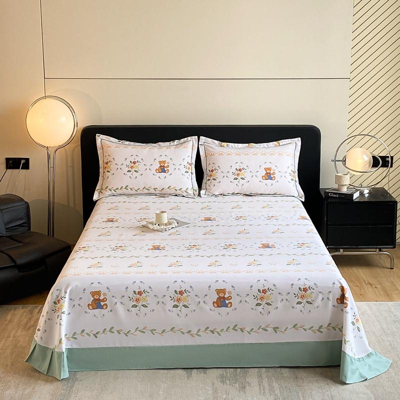 Retro Floral Pattern Bed Sheet Set 100% Cotton Bed Sheets Soft Breathable Bedspread with Pillowcases Queen Size Bedding Set
